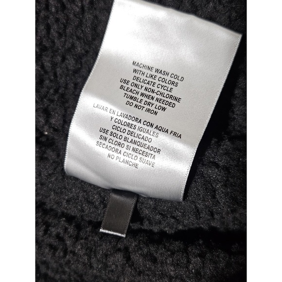 Levis Faux Leather Trucker Sherpa-Lined Jacket Black Zip Snap Button Biker Men L - Picture 9 of 16